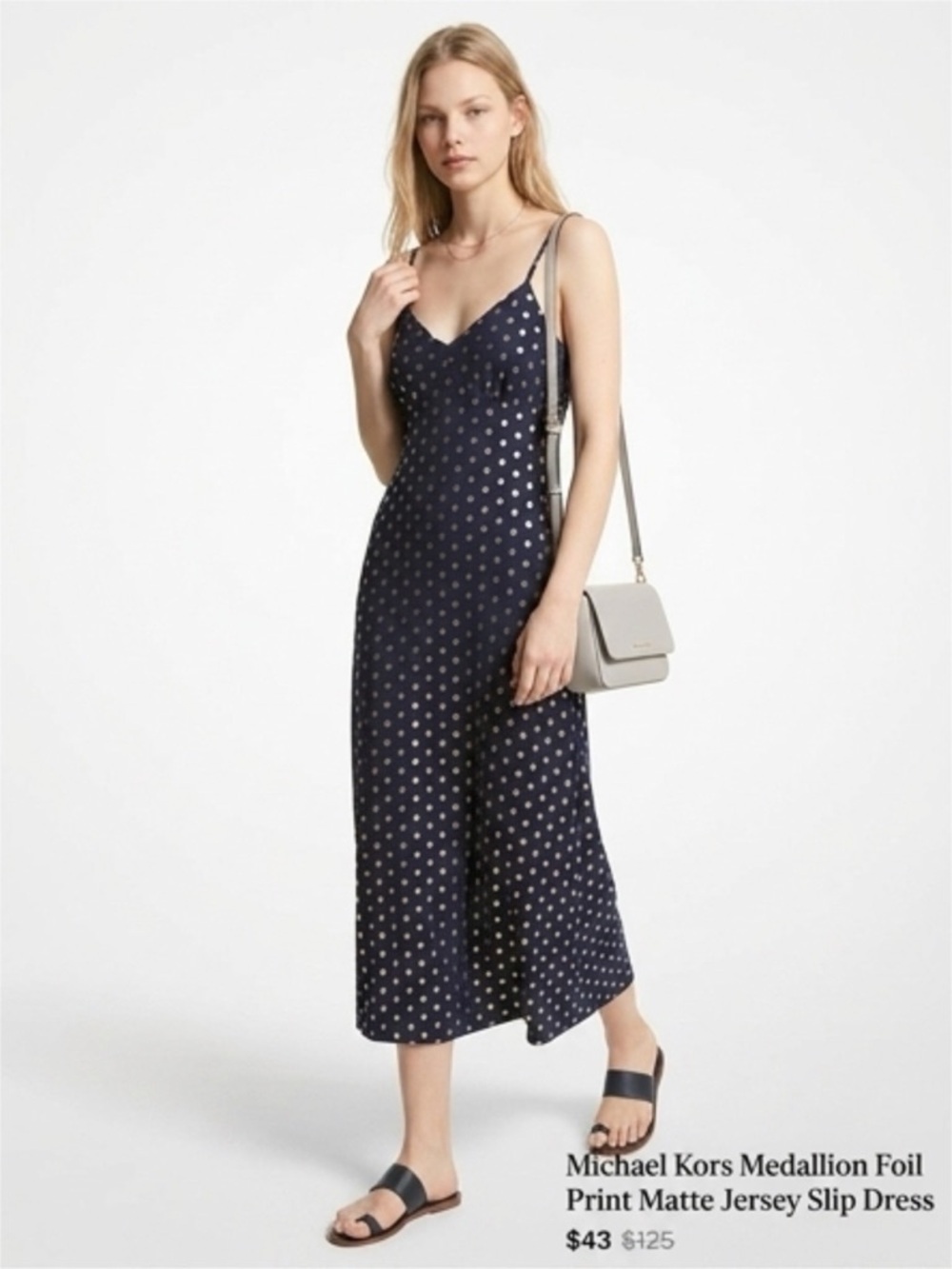 Michael Kors Medallion Foil Print Matte Jersey Slip Dress